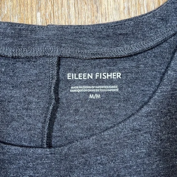 Eileen Fisher Fine Jersey Cap Sleeve Gray Grey Dress Women's Medium M T-Shirt - Picture 4 of 10